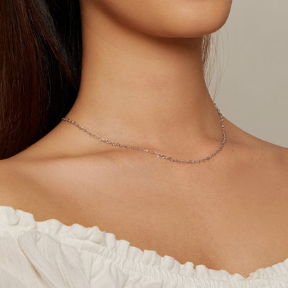 925 Sterling Silver Necklace with Platinum Plating, 395+55mm Length, 3.0mm Width for Women  DestGlow