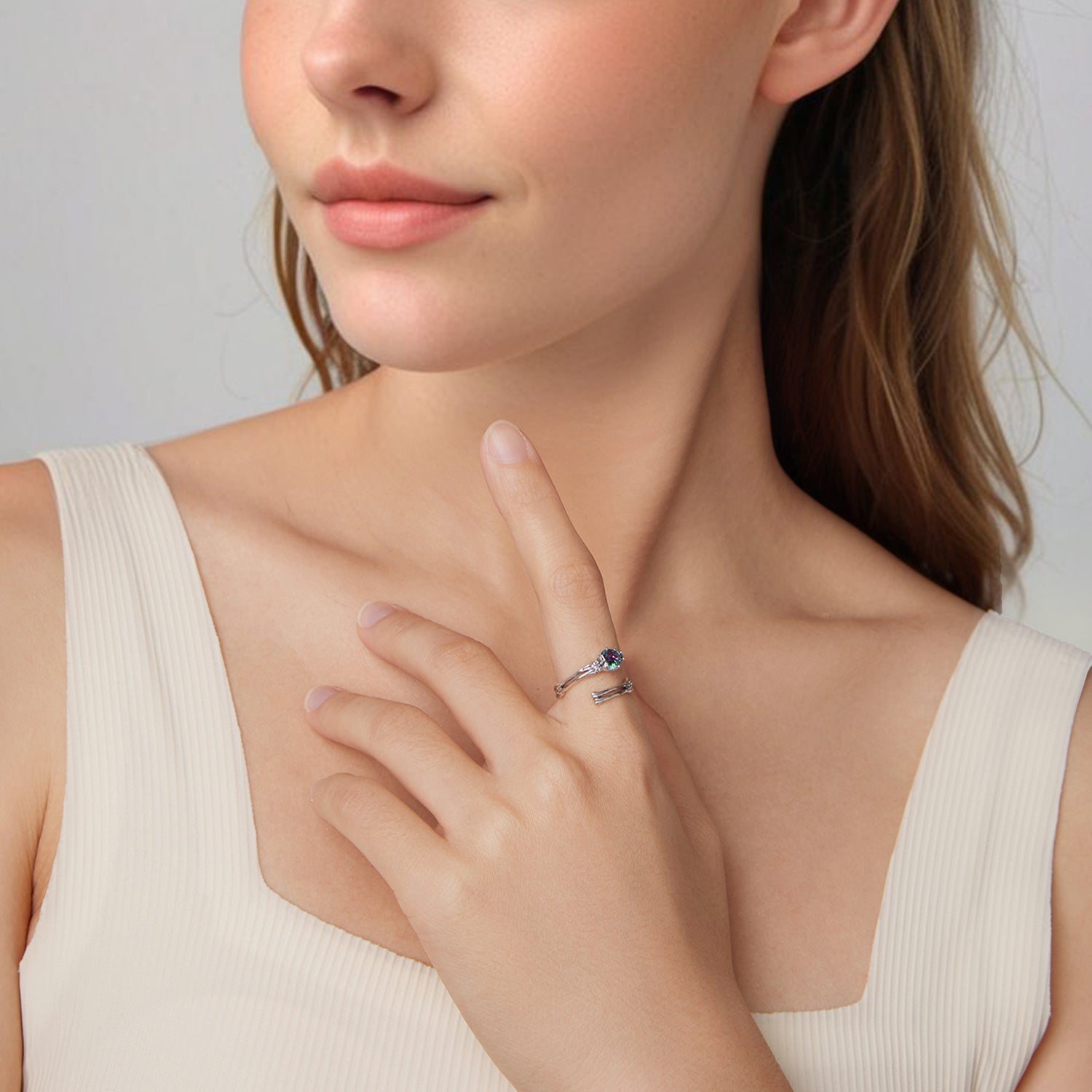 925 Sterling Silver Ring with Heart Design, 0.55cm Heart Size, Women’s Jewelry  DestGlow