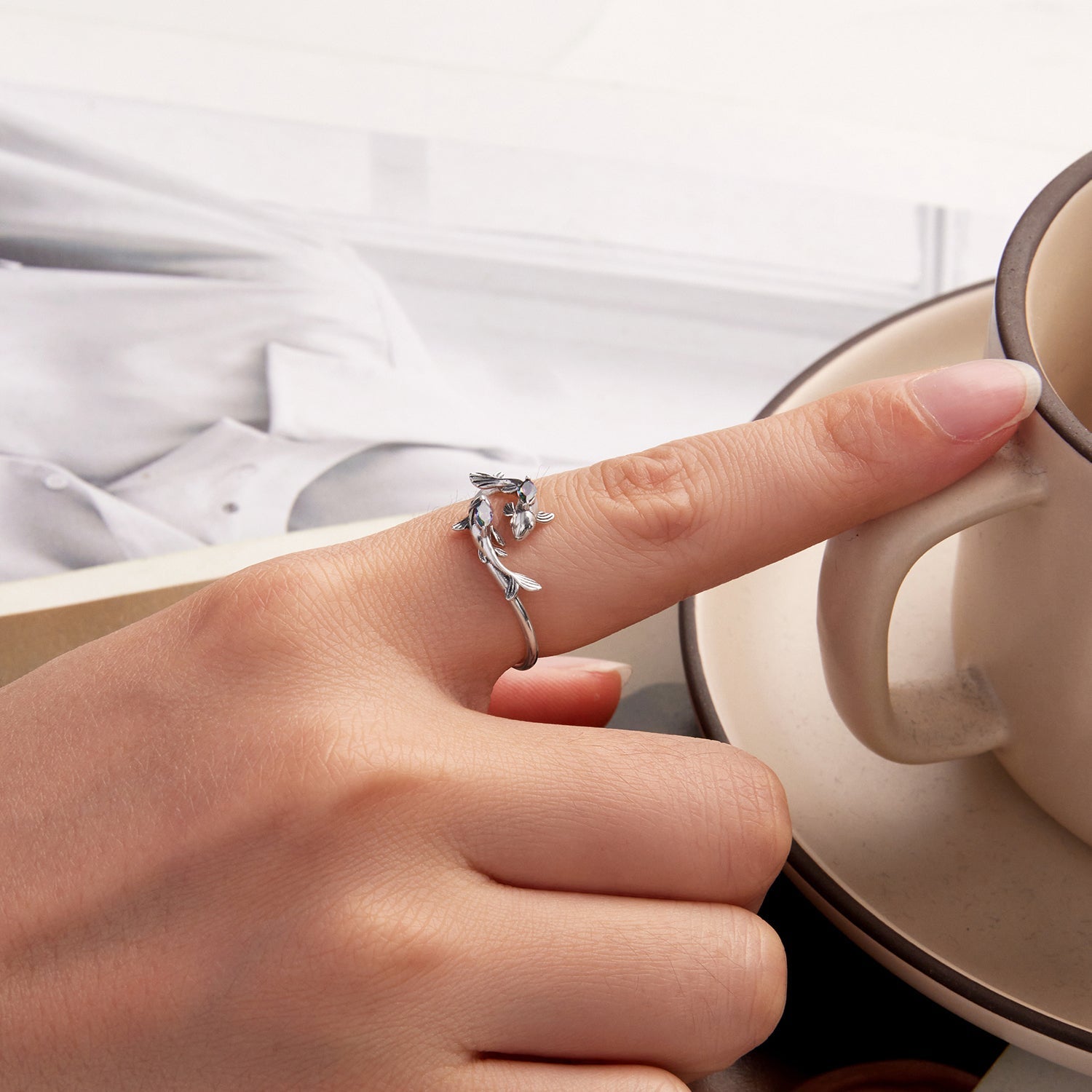 925 Sterling Silver Transparent Glass Ring for Women  DestGlow