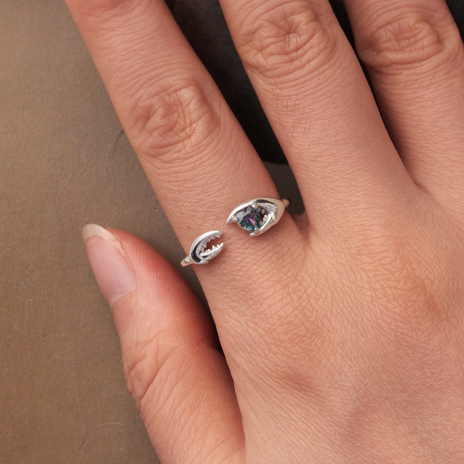 925 Sterling Silver Transparent Glass Oxidized Silver Ring for Women  DestGlow