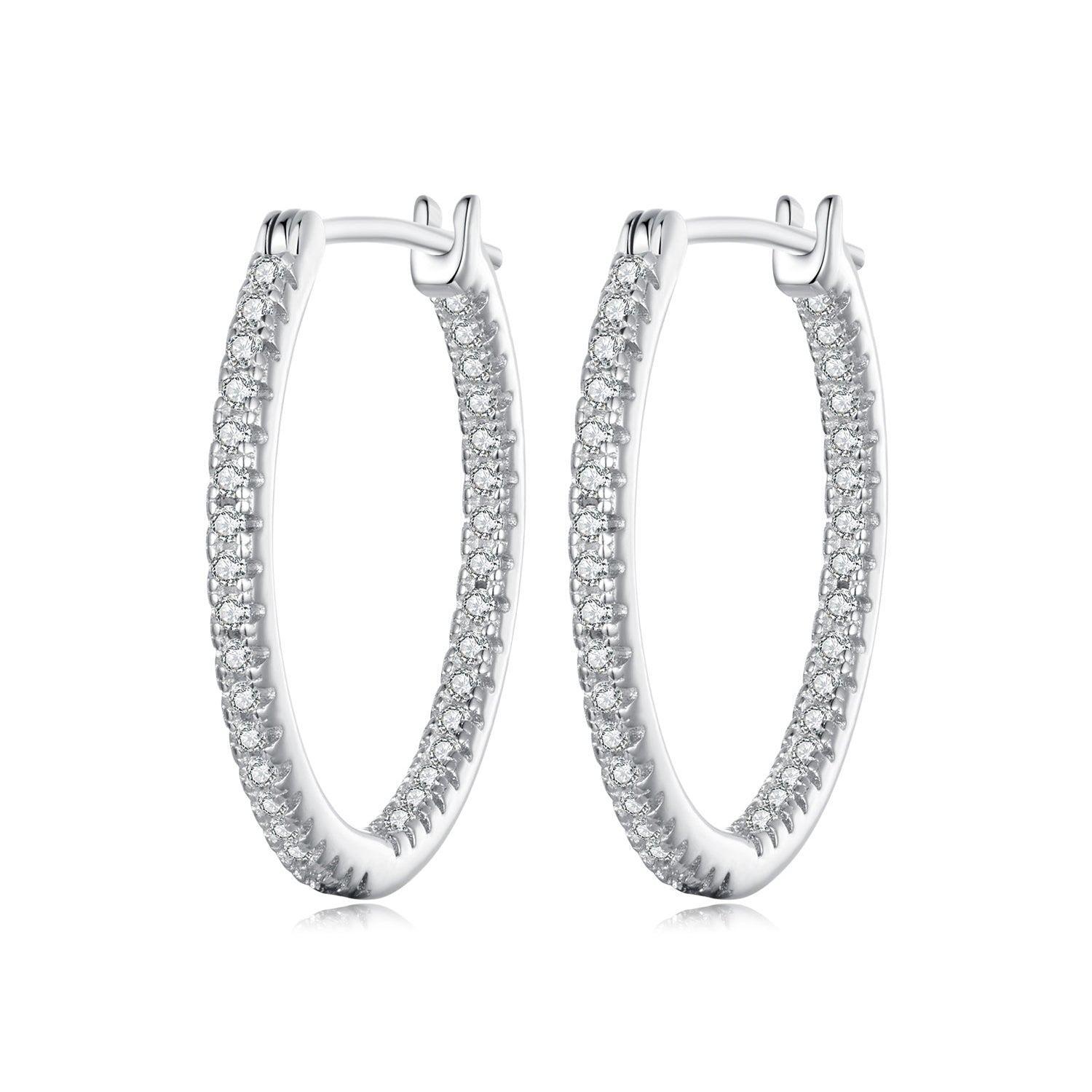 925 Sterling Silver Earrings with Pave Setting CZ in White Gold for Women  DestGlow