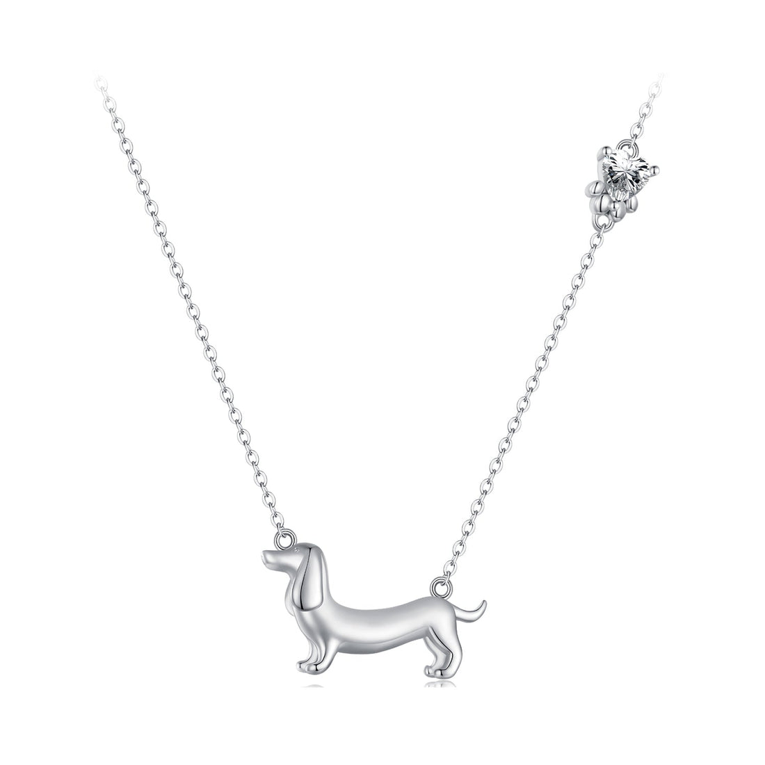 925 Sterling Silver Necklace with CZ Pendant, 450mm Length, Platinum Plated, for Women  DestGlow