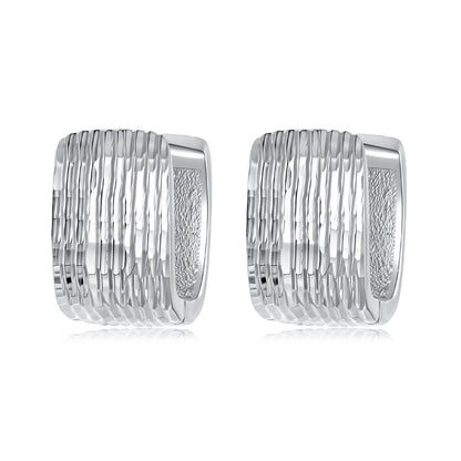 925 Sterling Silver Earrings for Women with White Gold Plating - 1.1cm x 0.7cm  DestGlow