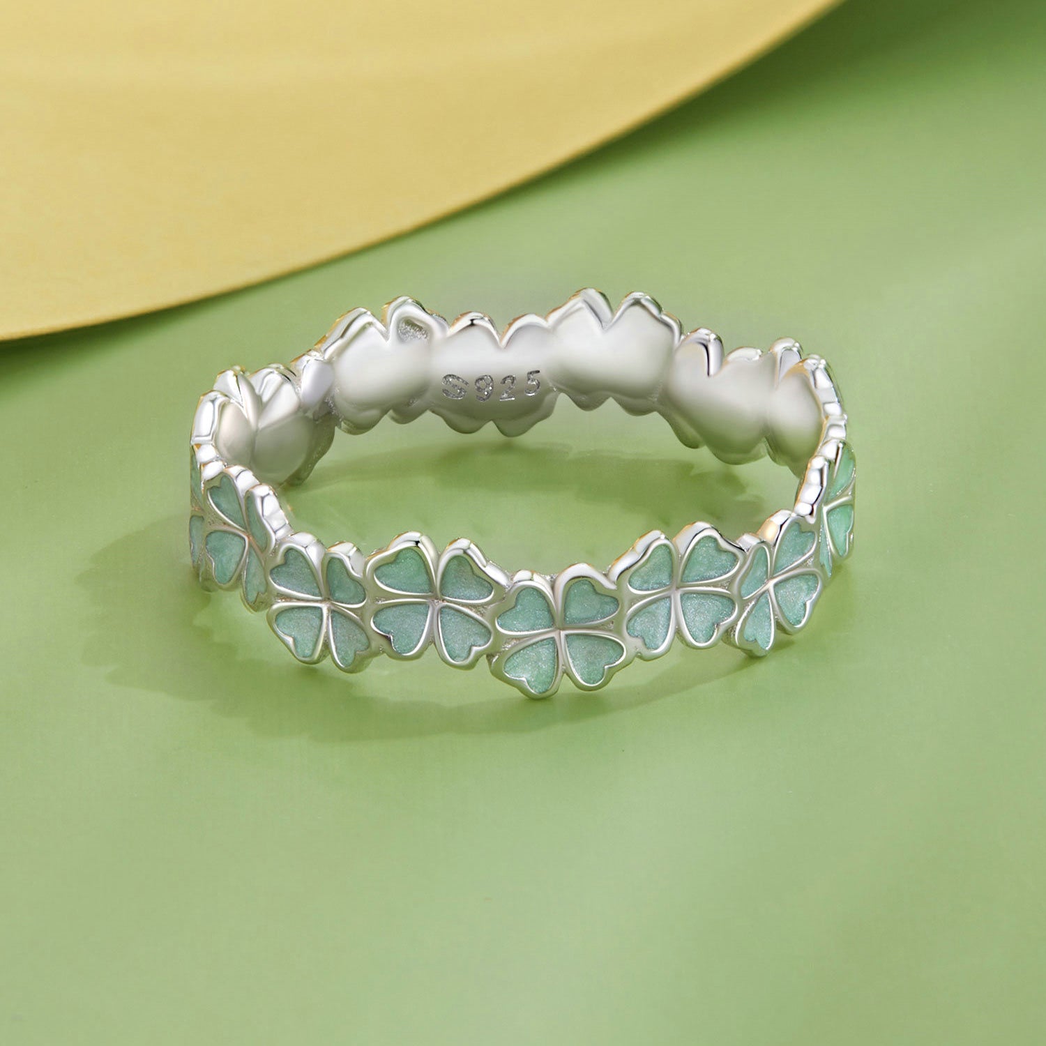 925 Sterling Silver Enamel and Platinum Plated Ring Size 6 for Women by Bids.com