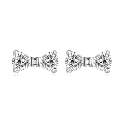 925 Sterling Silver Earrings with Pavé Setting CZ and White Gold Plating