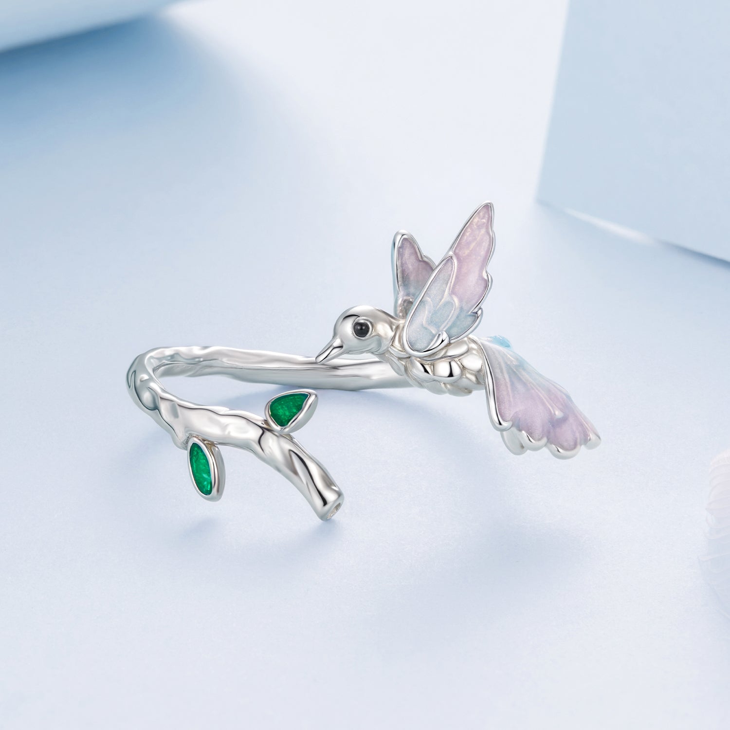 925 Sterling Silver Ring with Enamel and Oxidized Finish in Style E for Women  DestGlow