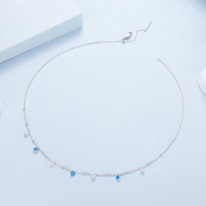 925 Sterling Silver &amp; White Gold Plated Adjustable Layered CZ Necklace for Women