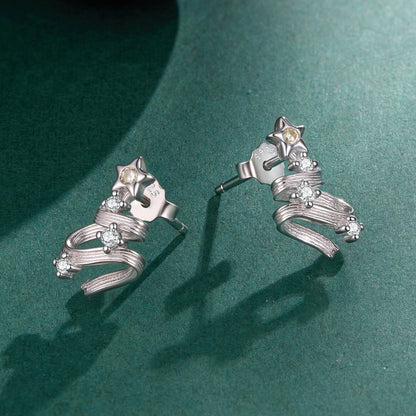 925 Sterling Silver Earrings with White Gold Plating and CZ  DestGlow
