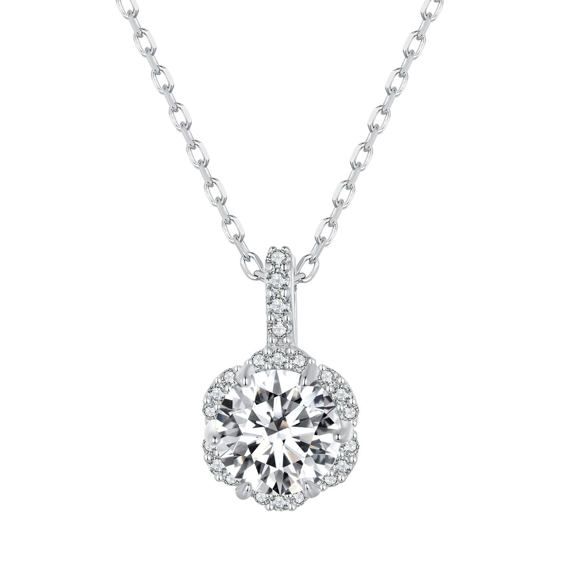 925 Sterling Silver Moissanite Pendant Necklace for Women - 45cm  DestGlow