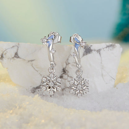 925 Sterling Silver Earrings with Plated White Gold, 2.2*0.7cm, Enamel + Pavé Setting for Women  DestGlow
