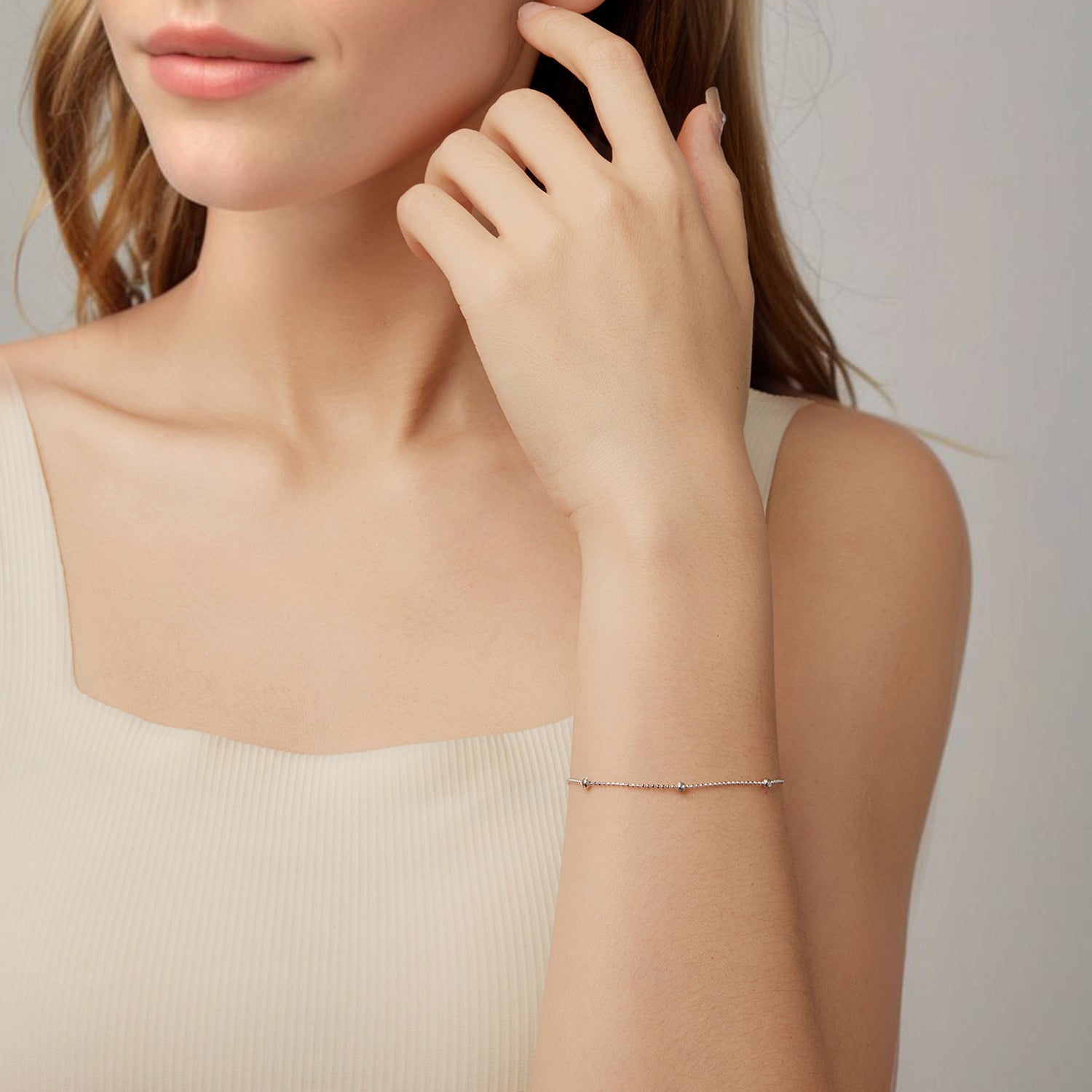 925 Sterling Silver &amp; Plated White Gold Bracelet with Adjustable Length  DestGlow