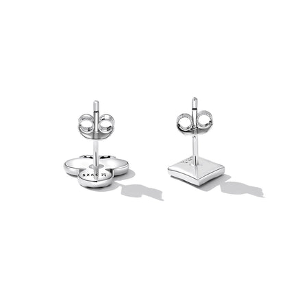 925 Sterling Silver Oxidized Enamel Plum Blossom Earrings for Women - 1.2 x 1.0 cm  DestGlow