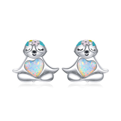 925 Sterling Silver Earrings with Translucent Opal  DestGlow