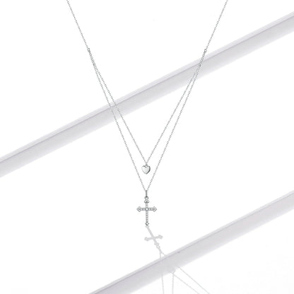 925 Sterling Silver Adjustable Platinum Plated Necklace with CZ - 1.4cm for Women  DestGlow