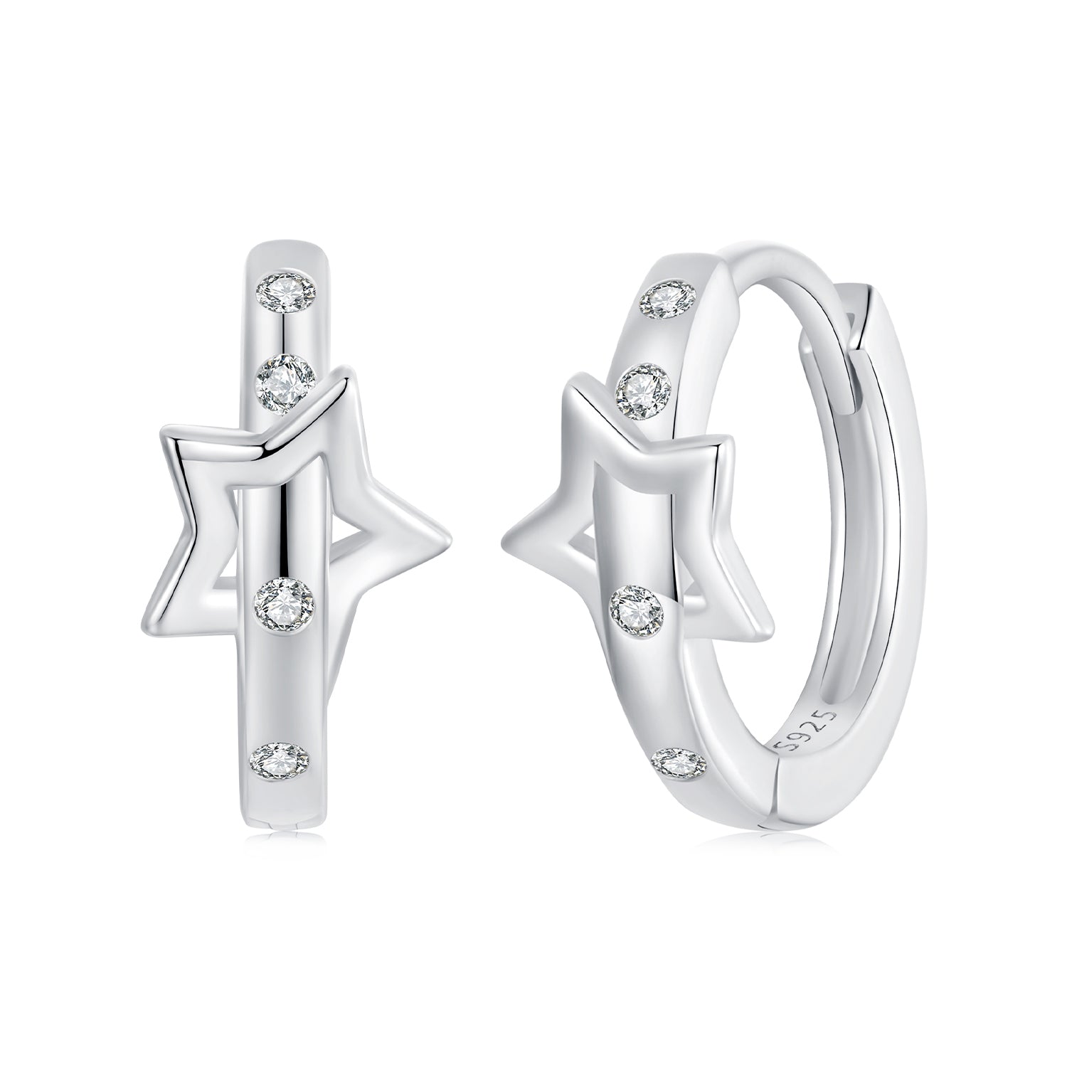 925 Sterling Silver &amp; White Gold Earrings with Pavé Setting CZ - 12x6mm for Women  DestGlow