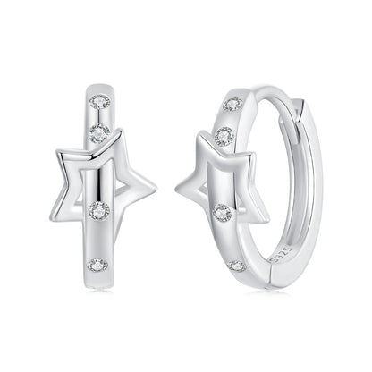 925 Sterling Silver &amp; White Gold Earrings with Pavé Setting CZ - 12x6mm for Women  DestGlow