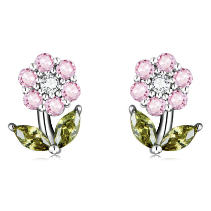 925 Sterling Silver Earrings with Pavé Setting CZ in White Gold  DestGlow