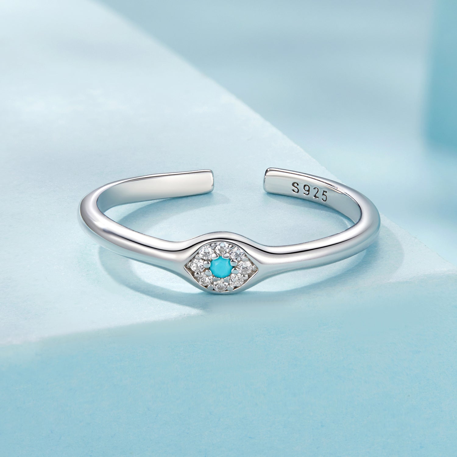 925 Sterling Silver Synthetic Turquoise Pavé CZ White Gold Plated Pendant 0.4x0.5cm for Women  DestGlow