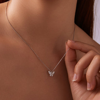 925 Sterling Silver Plated White Gold Moissanite Necklace 40+5cm for Women  DestGlow