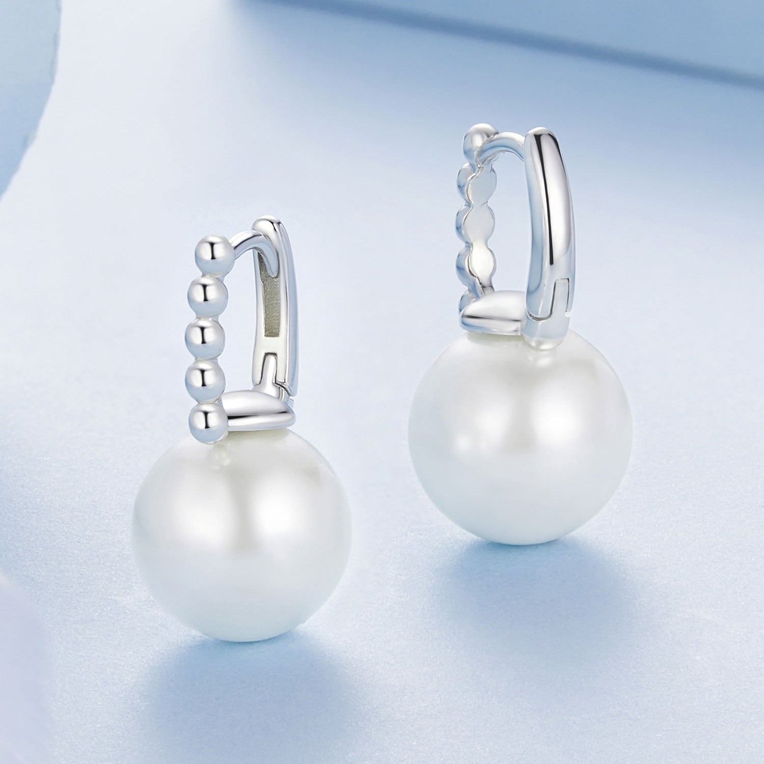 925 Sterling Silver Earrings with White Gold Plating and Shell Pearl for Women  DestGlow