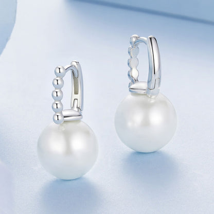 925 Sterling Silver Earrings with White Gold Plating and Shell Pearl for Women  DestGlow