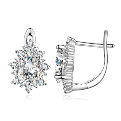 925 Sterling Silver Platinum Plated CZ Pavé Setting Earrings  DestGlow