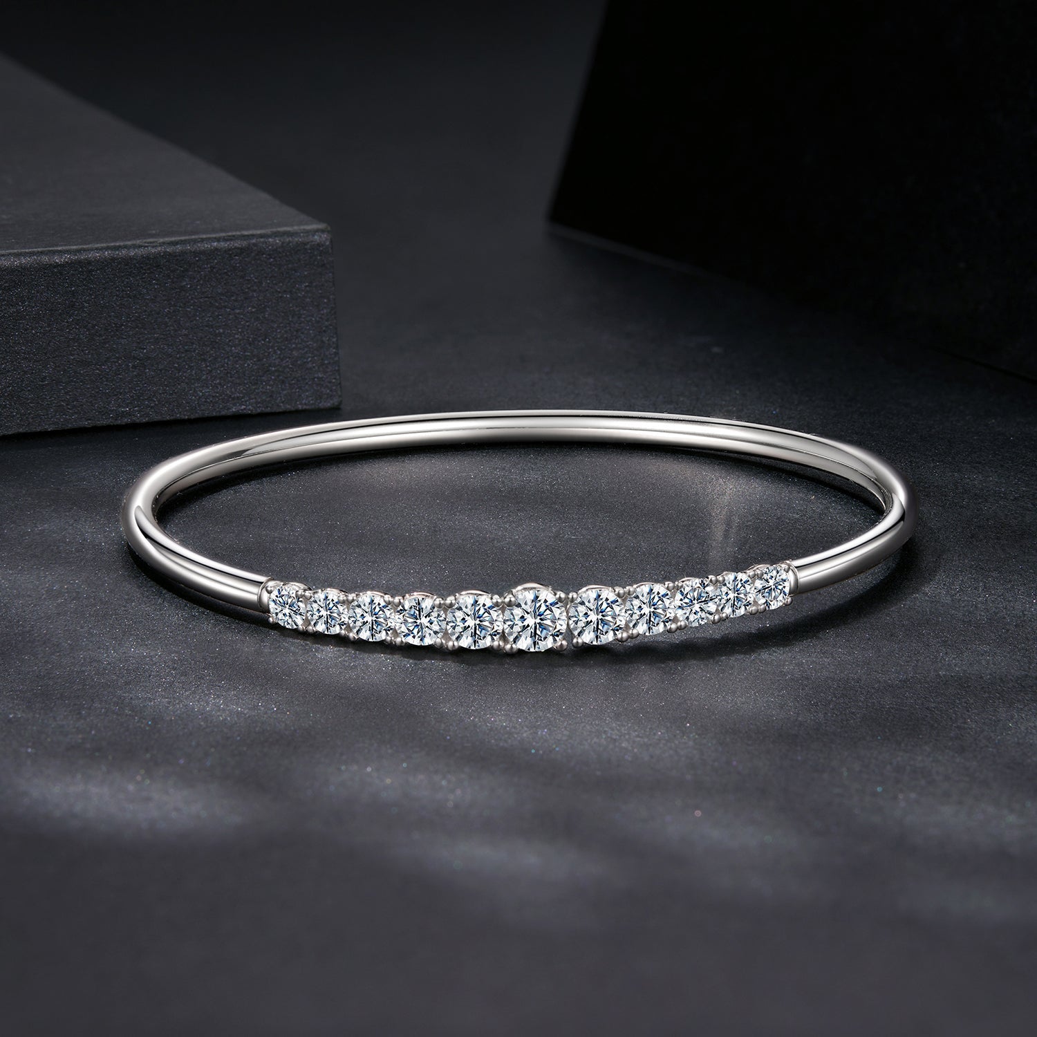 925 Sterling Silver &amp; Moissanite White Gold Plated Bracelet with 0.5cm Moissanite for Women