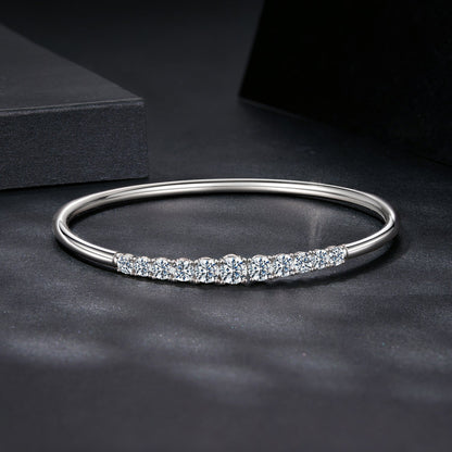 925 Sterling Silver &amp; Moissanite White Gold Plated Bracelet with 0.5cm Moissanite for Women