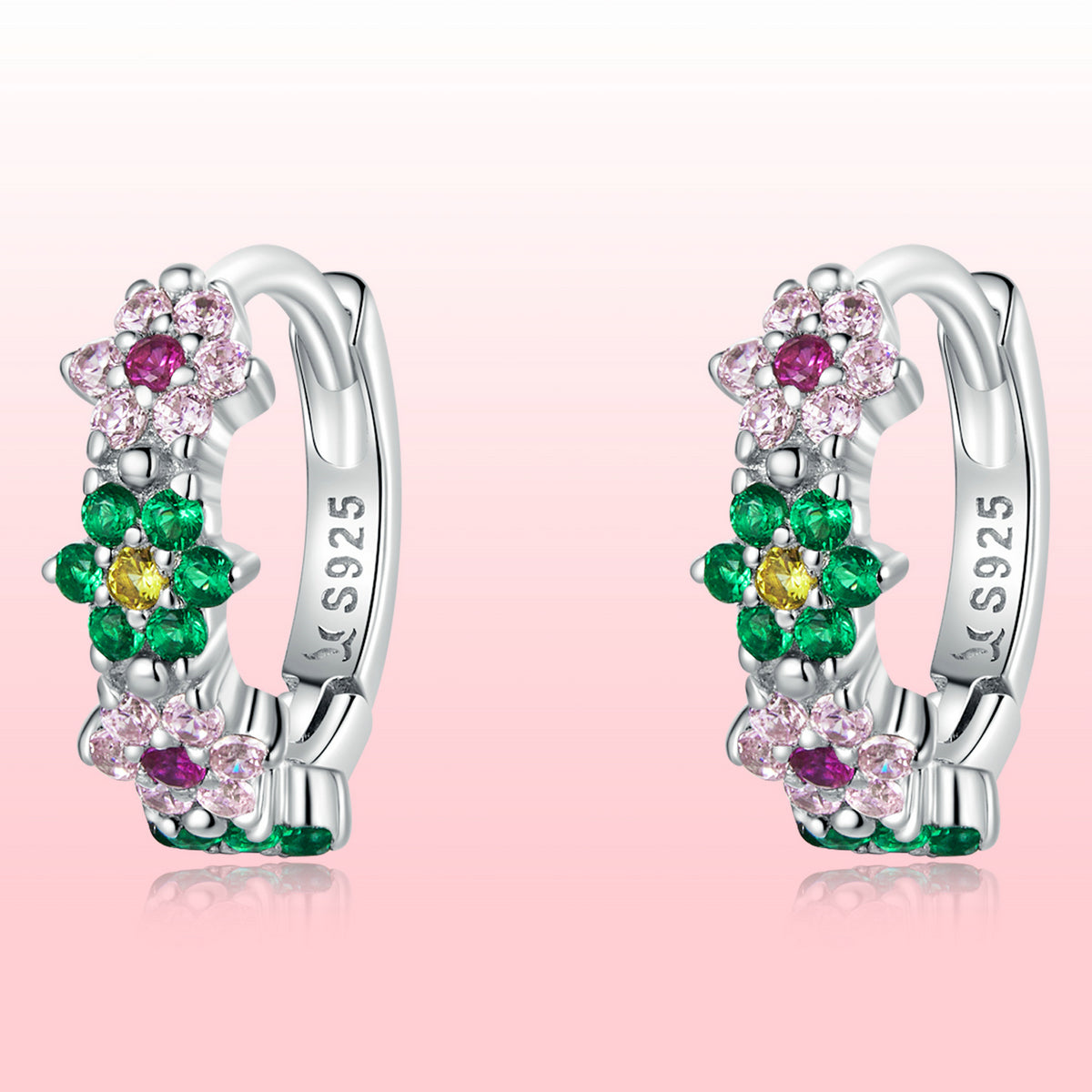 925 Sterling Silver Earrings with CZ in Pavé Setting - 1.3x0.4cm for Women  DestGlow