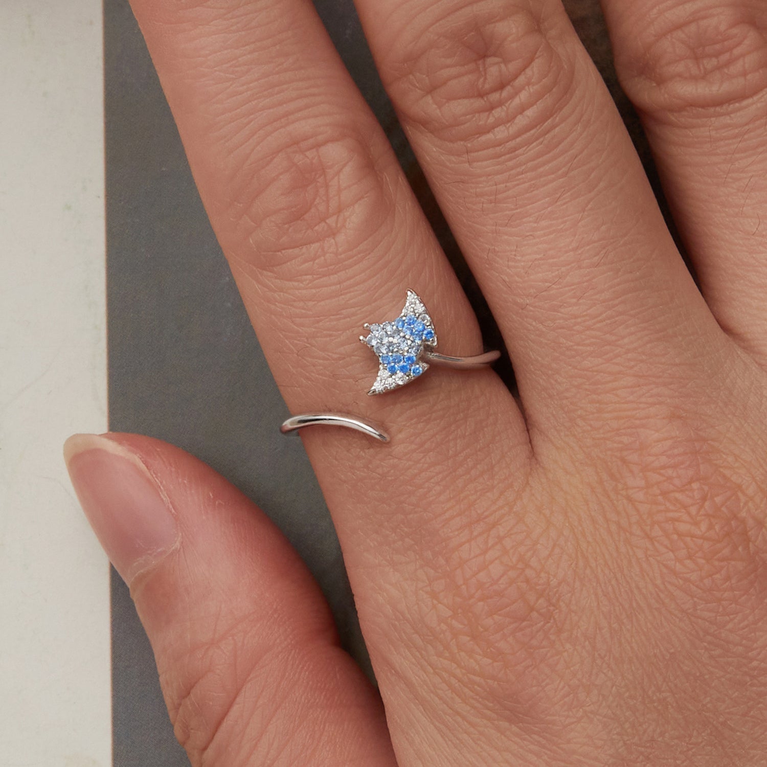 925 Sterling Silver Manta Ray Ring with Pavé Setting CZ for Women  DestGlow