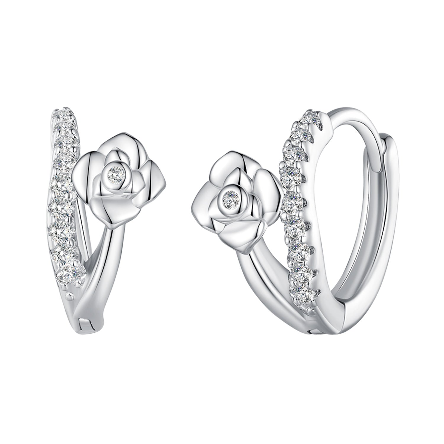 925 Sterling Silver Platinum Plated Pavé CZ Earrings  DestGlow