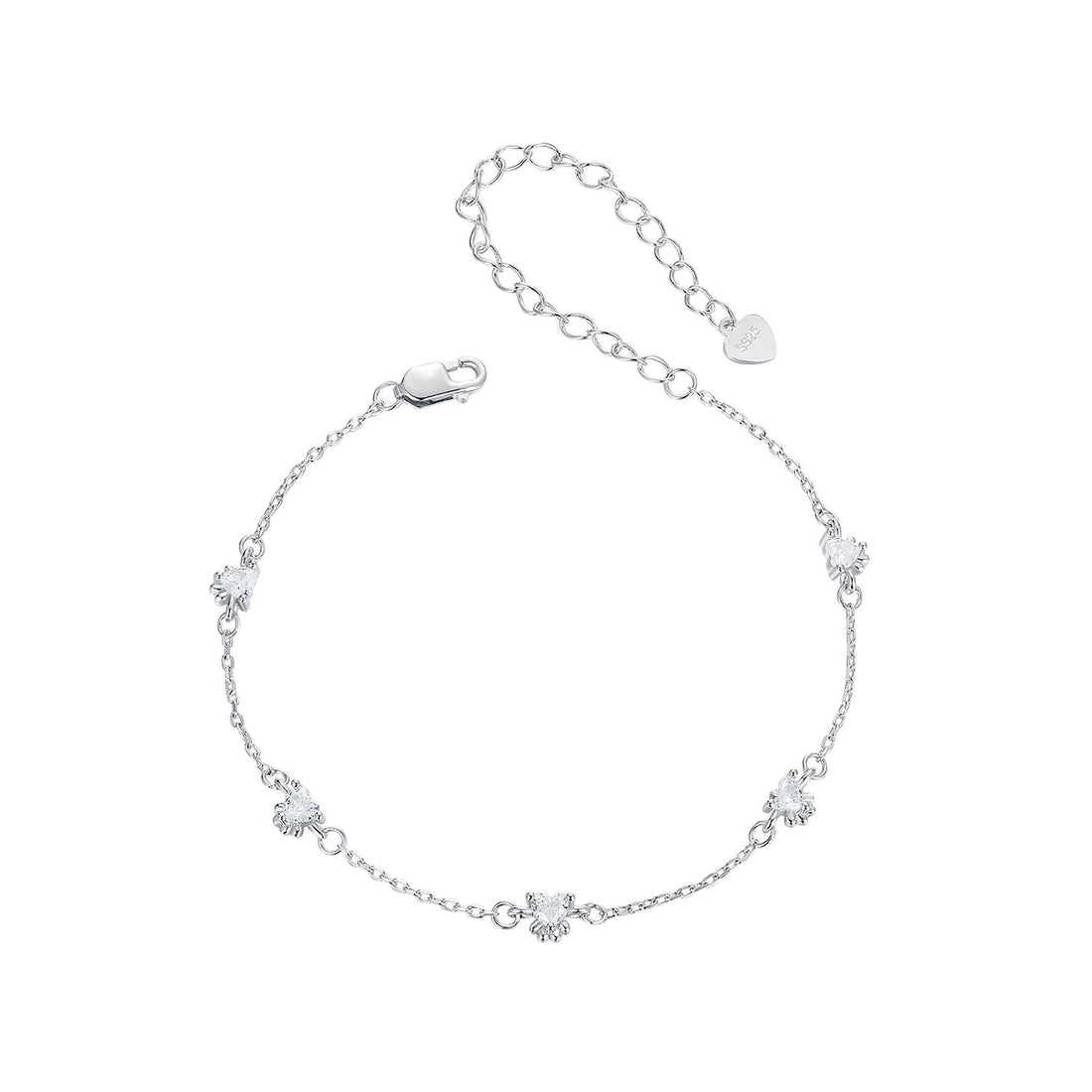 925 Sterling Silver Bracelet with Pavé Setting CZ and White Gold Plating  DestGlow