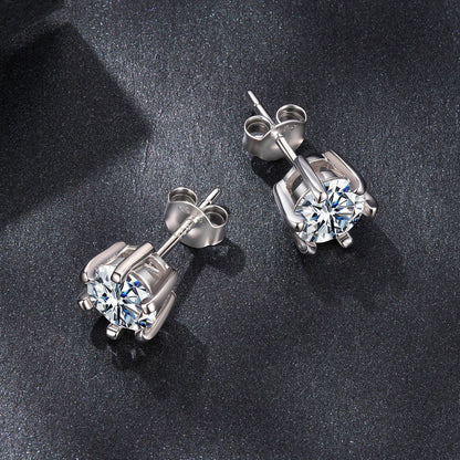 925 Sterling Silver 0.65 Carat Moissanite Earrings for Women