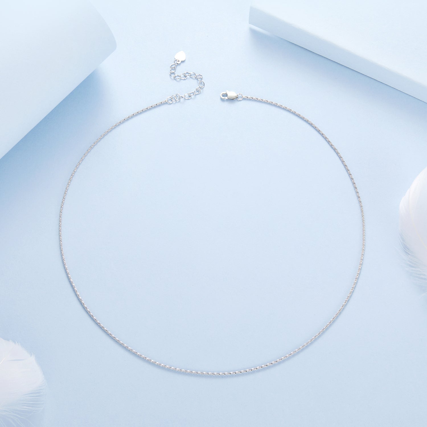925 Sterling Silver White Gold Plated 40+5cm Necklace for Women  DestGlow