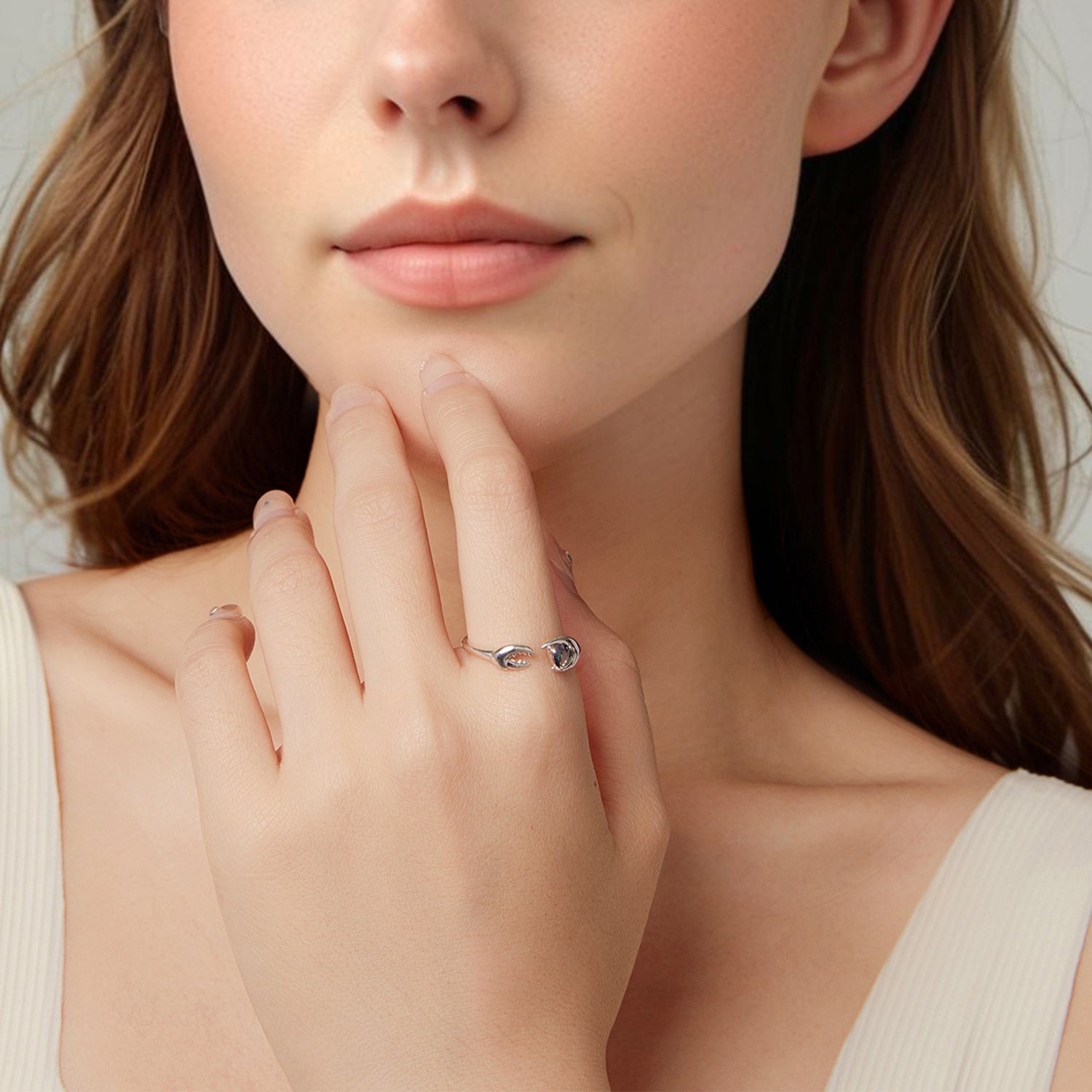 925 Sterling Silver Transparent Glass Oxidized Silver Ring for Women  DestGlow