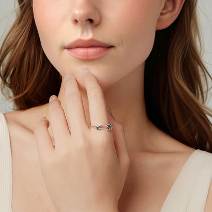 925 Sterling Silver Transparent Glass Oxidized Silver Ring for Women  DestGlow