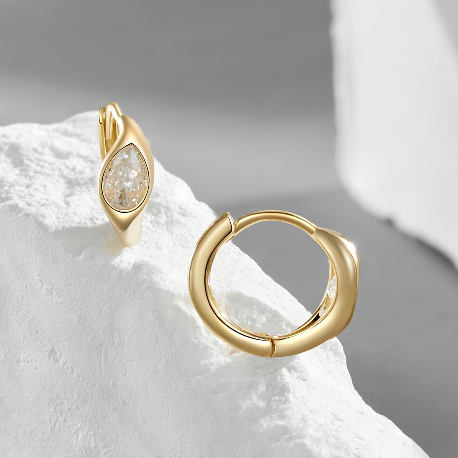 925 Sterling Silver Pave Setting CZ Earrings with Gold Plating, 1.3x0.5cm for Women  DestGlow