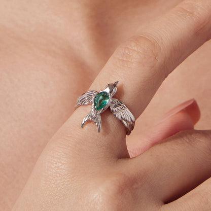 925 Sterling Silver Transparent Glass Ring for Women  DestGlow