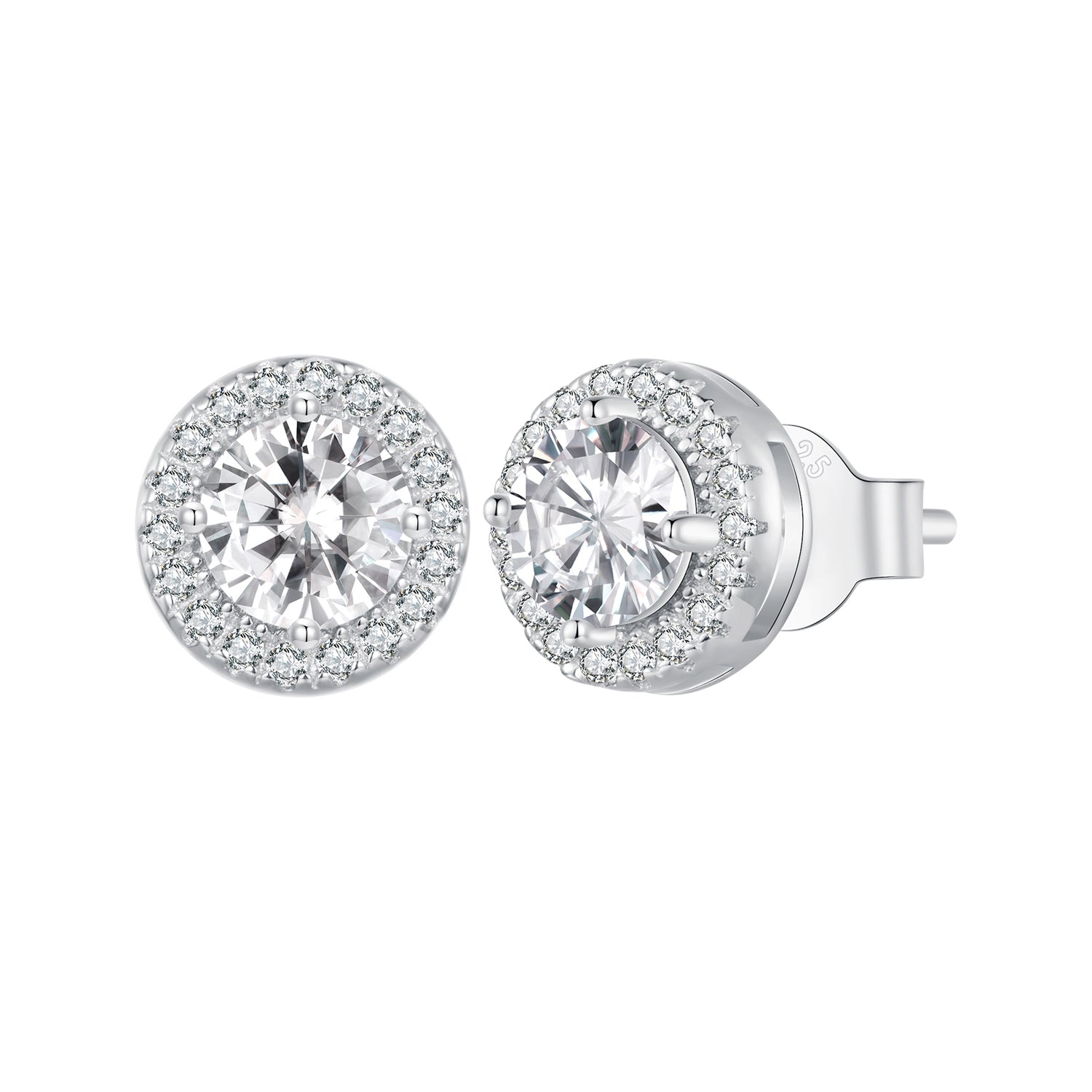 925 Sterling Silver 6.5mm Pavé Setting CZ Earrings  DestGlow