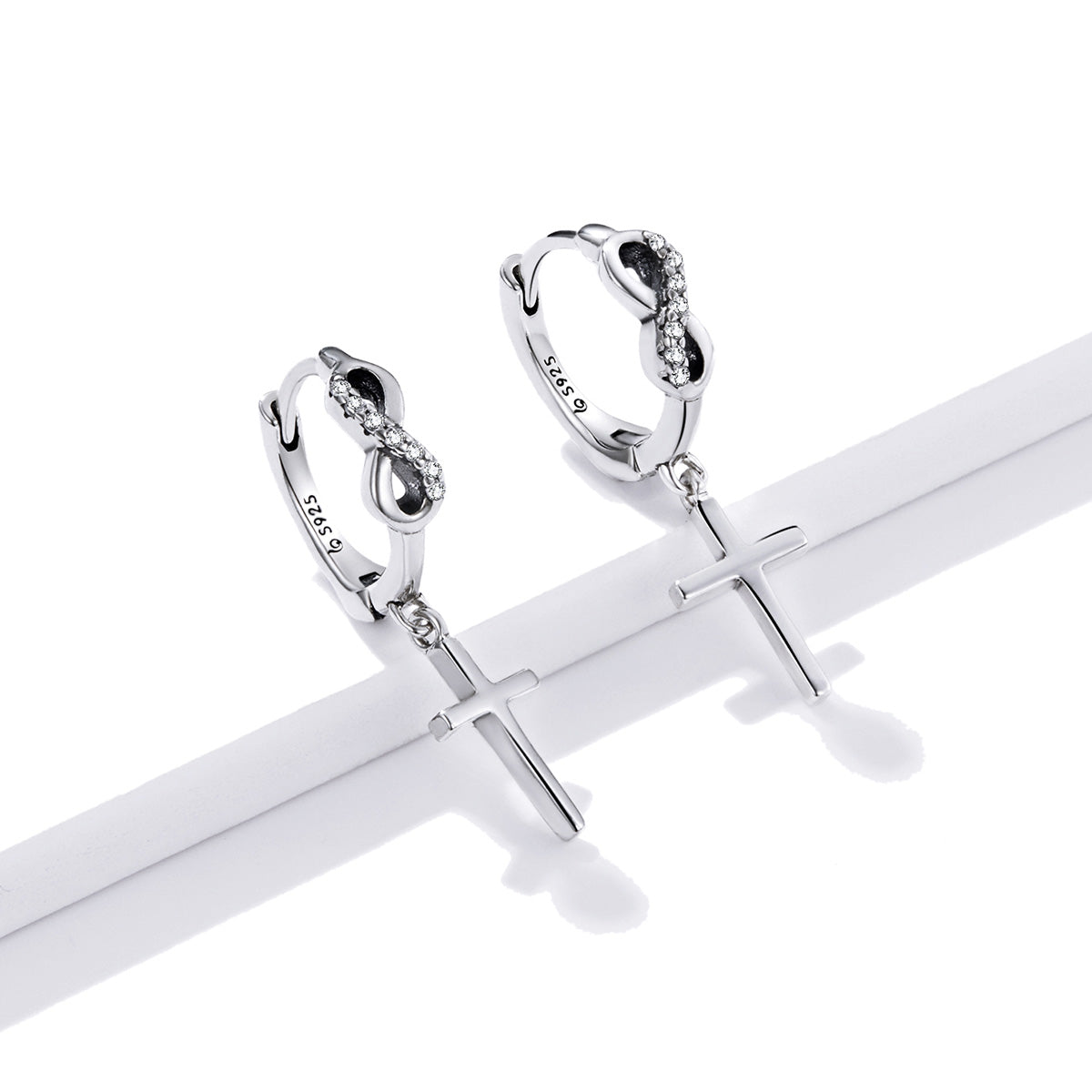 925 Sterling Silver Earrings with Pavé Setting CZ in Oxidized Finish  DestGlow