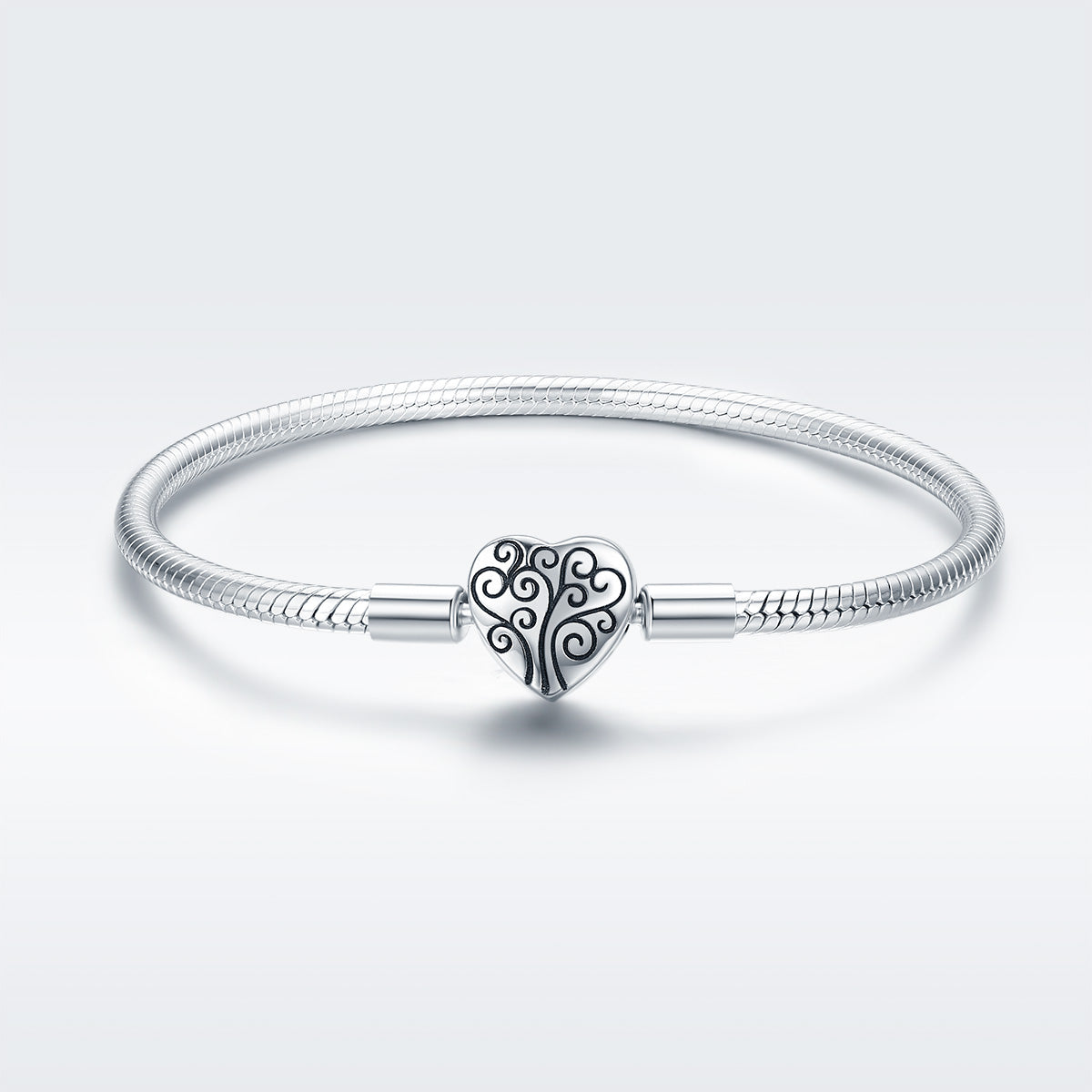 SCB 925 Sterling Silver Bracelet in Classic Style, Size 17.0 for Women  DestGlow