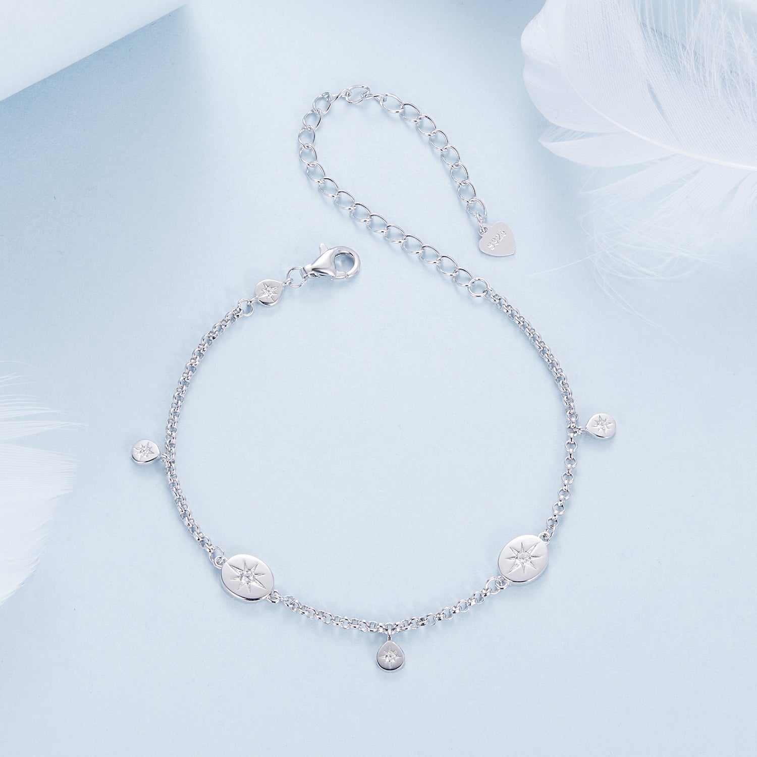 925 Sterling Silver &amp; Plated White Gold CZ Bracelet  DestGlow