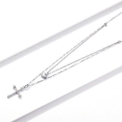 925 Sterling Silver Adjustable Platinum Plated Necklace with CZ - 1.4cm for Women  DestGlow