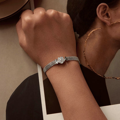 925 Sterling Silver and Platinum Plated 17.0 cm Pavé Setting CZ Bracelet for Women  DestGlow