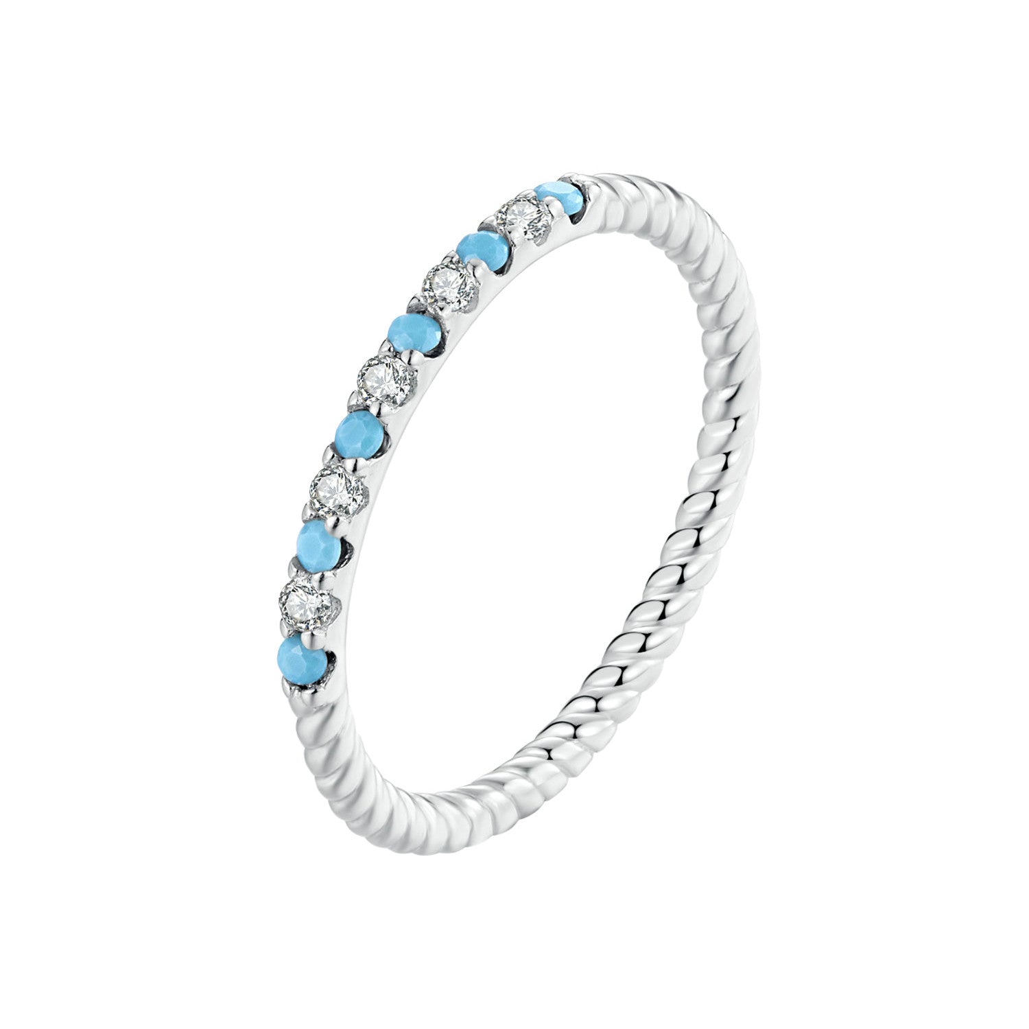 925 Sterling Silver White Gold Plated Turquoise Ring Size 6.0 for Women  DestGlow
