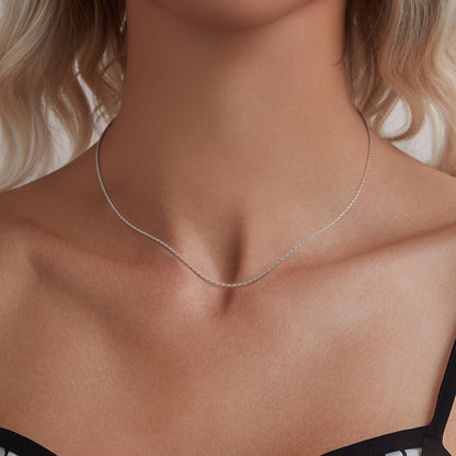 925 Sterling Silver White Gold Plated 40+5cm Necklace for Women  DestGlow