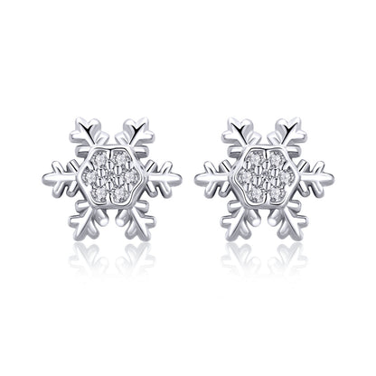 S925 Sterling Silver Earrings with CZ in Pavé Setting - 0.8*0.8cm for Women  DestGlow