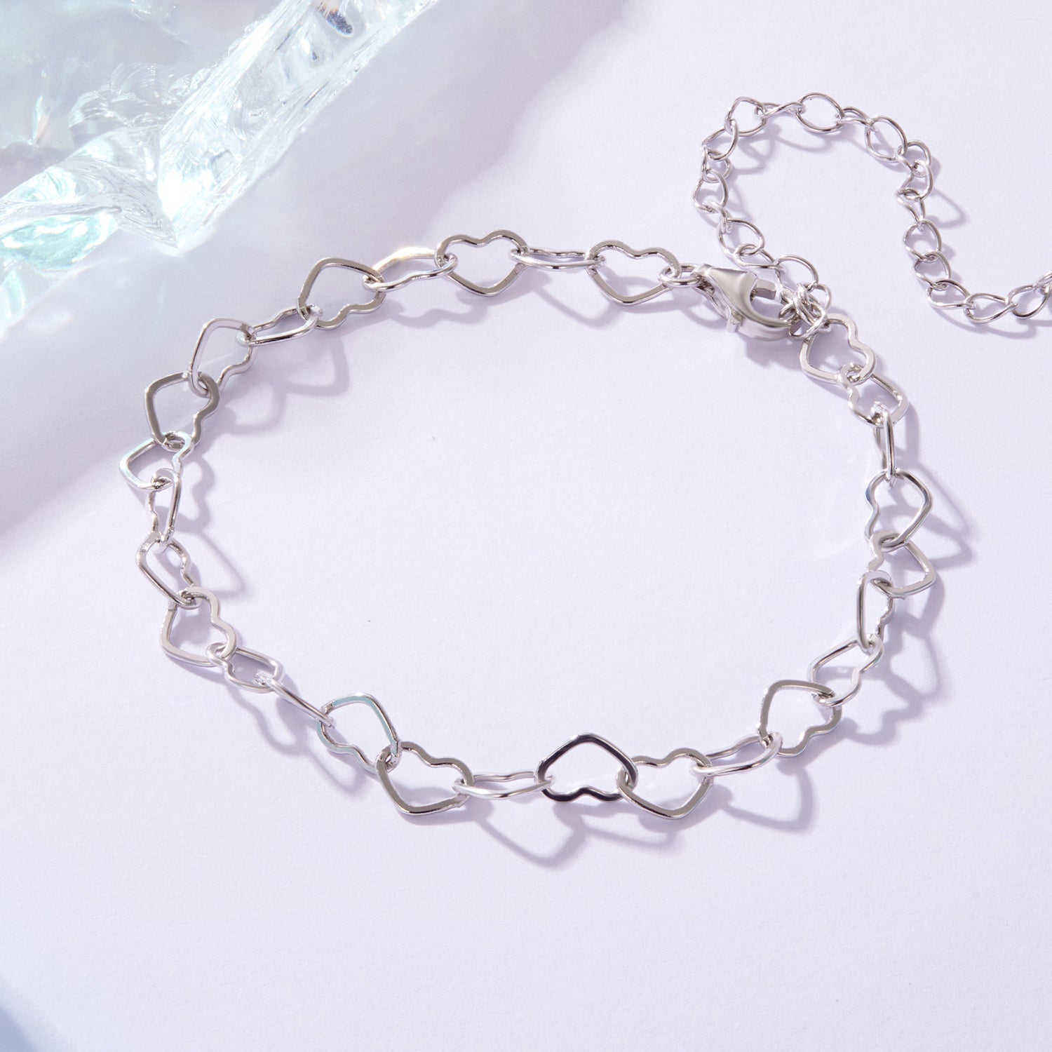 925 Sterling Silver Plated White Gold Adjustable Bracelet for Women  DestGlow