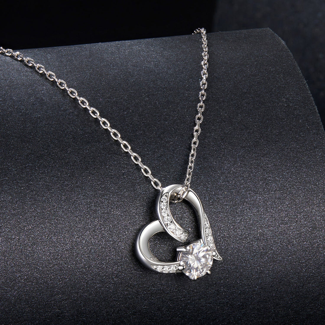 925 Sterling Silver Moissanite Necklace with Pendant and White Gold Plating for Women  DestGlow