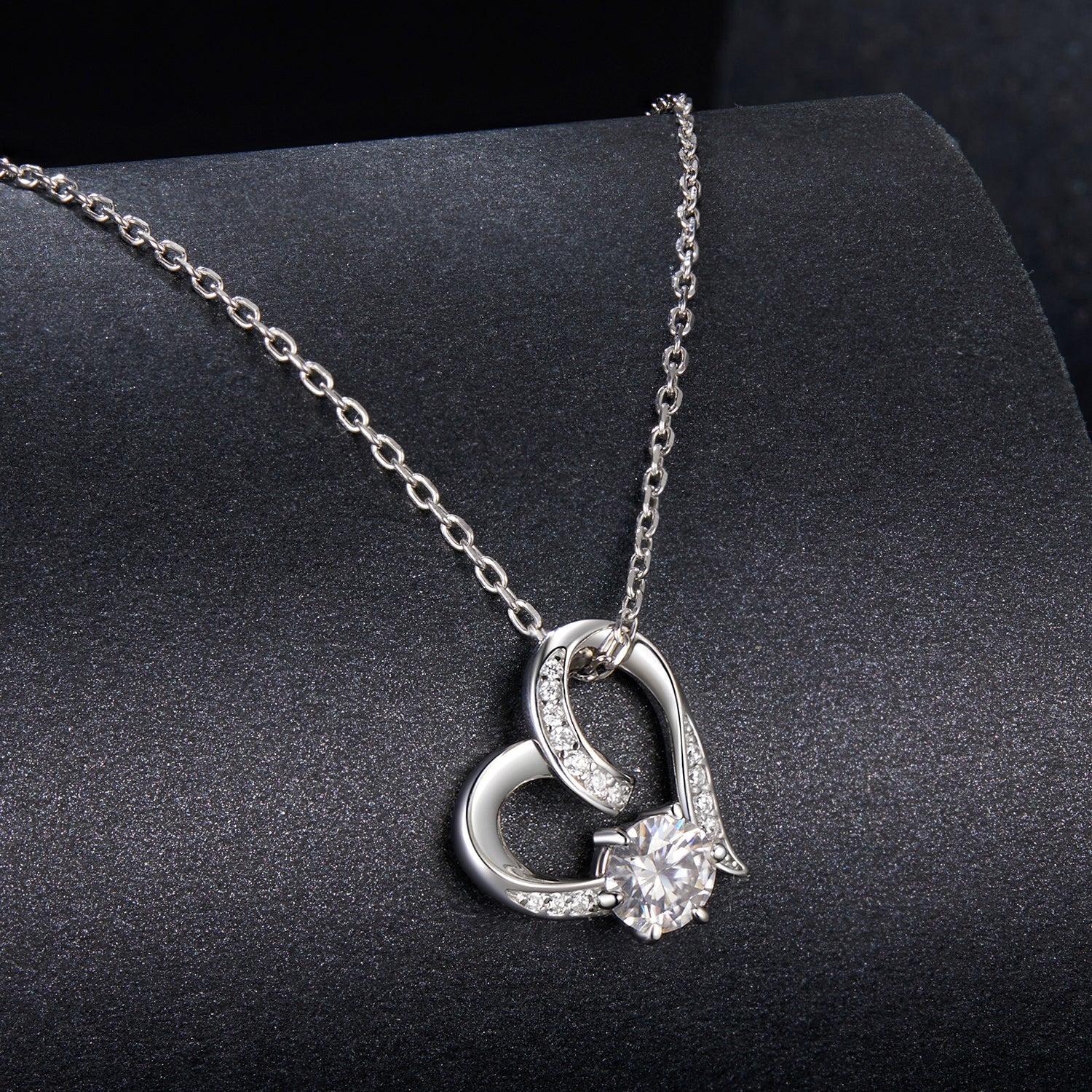 925 Sterling Silver Moissanite Necklace with Pendant and White Gold Plating for Women